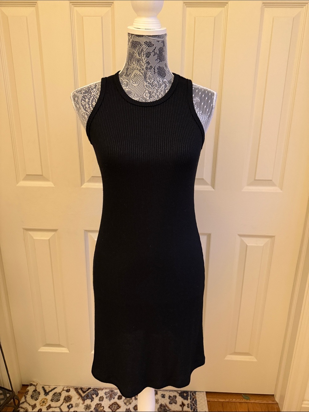 Nine West Black Ribbed Midi Tank Dress